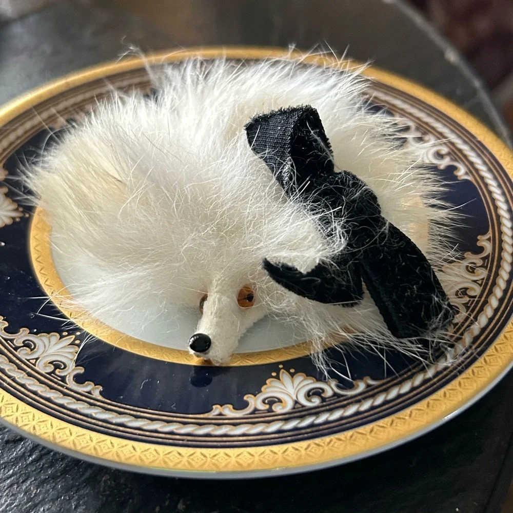 Vintage Rabbit Fur Dog Brooch